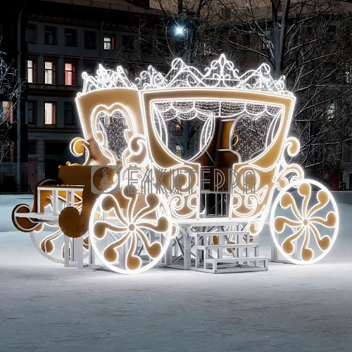 Карета Золотая световая новогодняя фигура